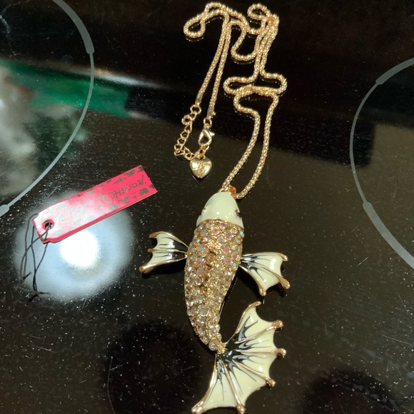 Betsey Johnson Fish Rhinestones Articulating Fin Necklace White #N522 - Picture 5 of 5